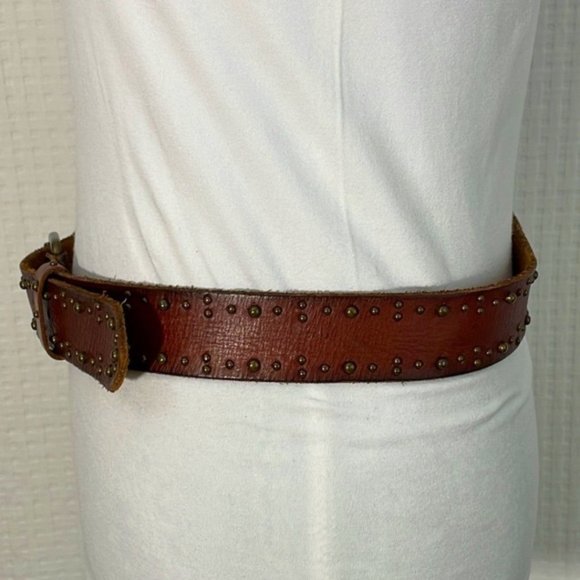 American Eagle Outfitter Womens Small  antique brass studded brown leather belt main image 8